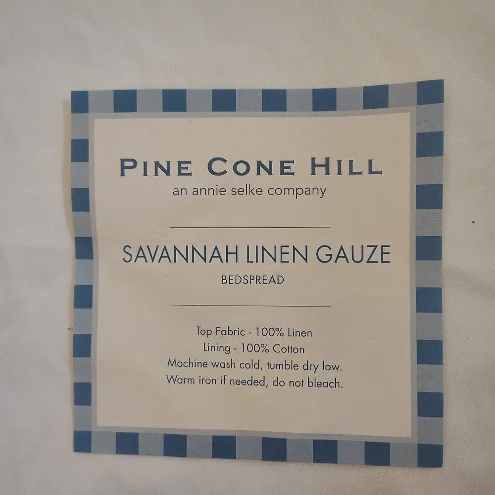 New Pine Cone Hill Twin Bedspread & Euro Sham Savannah Linen Gauze